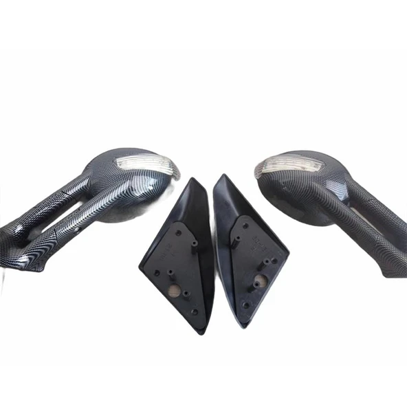 Space Sinyalli M3 Tipi Ayna - Siyah-Karbon-Krom (Takım) - Resim 2