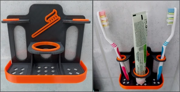 Byr Diş Fırçaları V1.0 için Duvar Desteği (Sadece Plastik Aparattır!!!) 3D ürün görseli