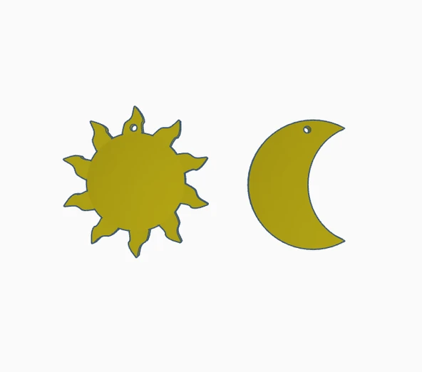 Byr Güneş ve Ay Küpe (Sadece Plastik Aparattır!!!) 3D - 2