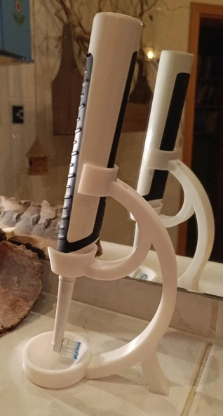 Byr Elektrikli diş fırçaları için baş aşağı tutucu, yani 'Mikroskop' (Sadece Plastik Aparattır!!!) 3D - 3