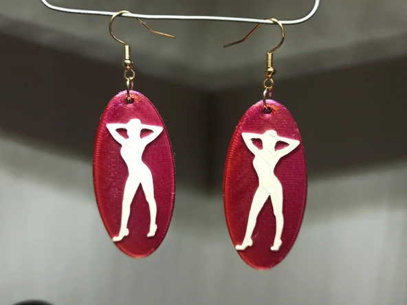 Byr Siluet kadın küpe anahtarlık (Sadece Plastik Aparattır!!!) 3D - 3