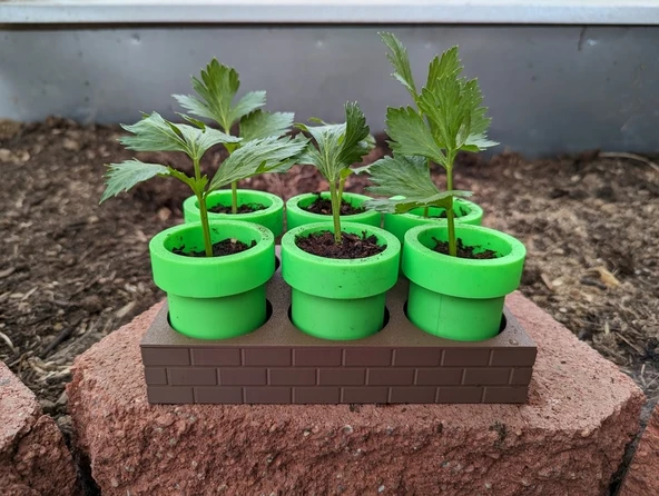 Byr Mario Tohum Başlangıç  Tepsisi - Kendi kendine sulama (Sadece Plastik Aparattır!!!) 3D