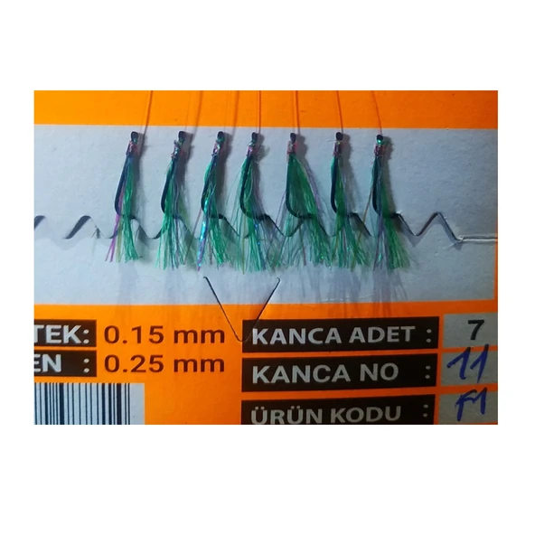 Vurgun 80gr 7 Siyah İğneli Kanca No:10 Koyu Yeşil F1 Renk Organze Çapari - Resim 8