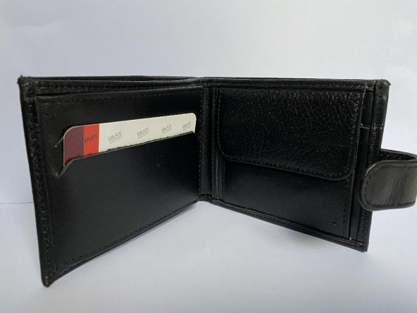DZC KUZENLER AVM Deri siyah kart bölmeli erkek cüzdanı