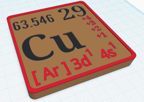 Byr Coaster - Elementlerin Periyodik Tablosu: Bakır (Sadece Plastik Aparattır!!!) 3D - Resim 3