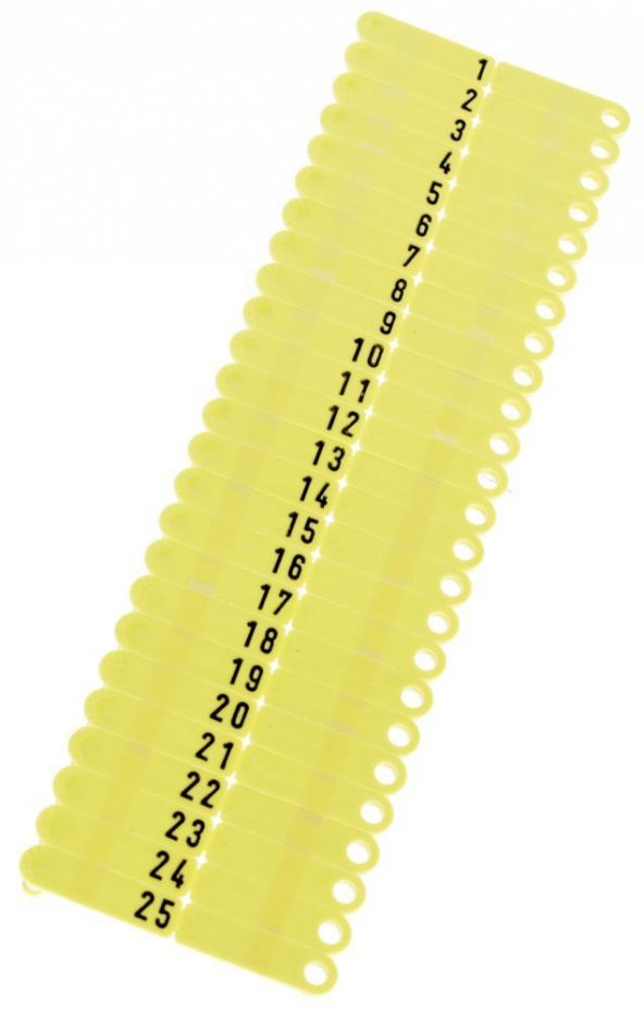 Twintag Küçükbaş Kulak Küpesi, sarı, 1-50 yazılı (50 adet/paket)