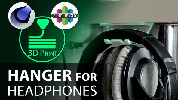 Byr Tablo altındaki kulaklıklar için basit askı (Sadece Plastik Aparattır!!!) 3D ürün görseli