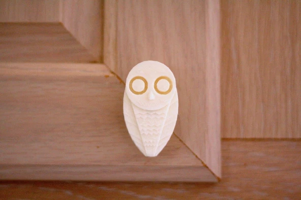 Byr Snowy Baykuş Knob Pull (Dolap Sapı) (Sadece Plastik Aparattır!!!) 3D