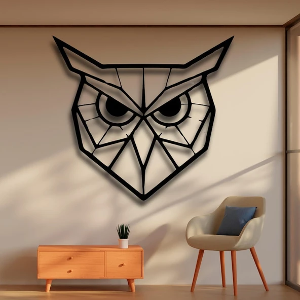 Geometrik Baykuş Tasarım Dekoretif tablo ürün görseli