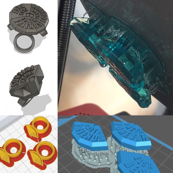 Byr BFF Dostluk Üçlü Gem Yüzük Çift Renk (Sadece Plastik Aparattır!!!) 3D - 3