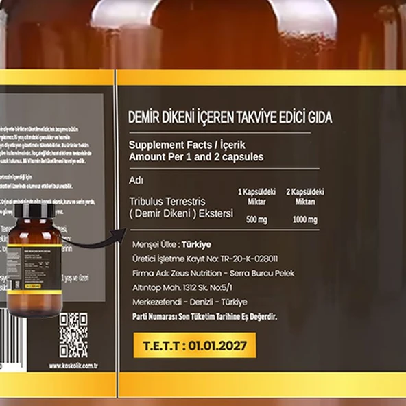 Zeus Nutrition Tribulus Terrestris 60 Kapsül - 3