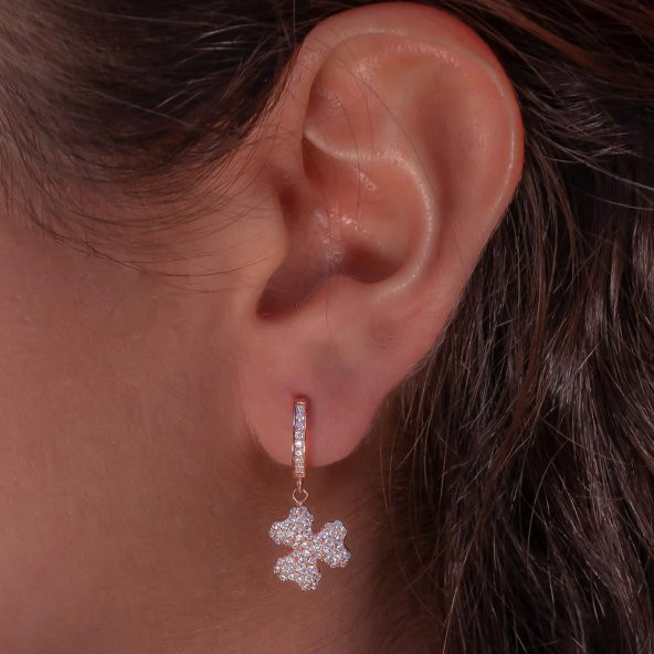 Üçlü Kalp Tasarımlı Sallantılı 925 Ayar Gümüş Küpe ürün görseli 1