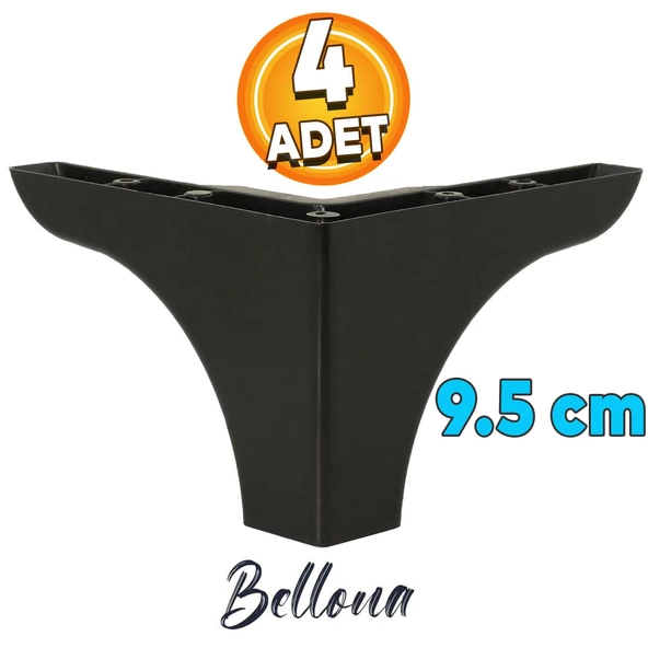 Bellona Mobilya Kanepe Sehpa Çekyat Tv Ünitesi Koltuk Ayağı 9.5 Cm Siyah Baza Ayakları (4 ADET)
