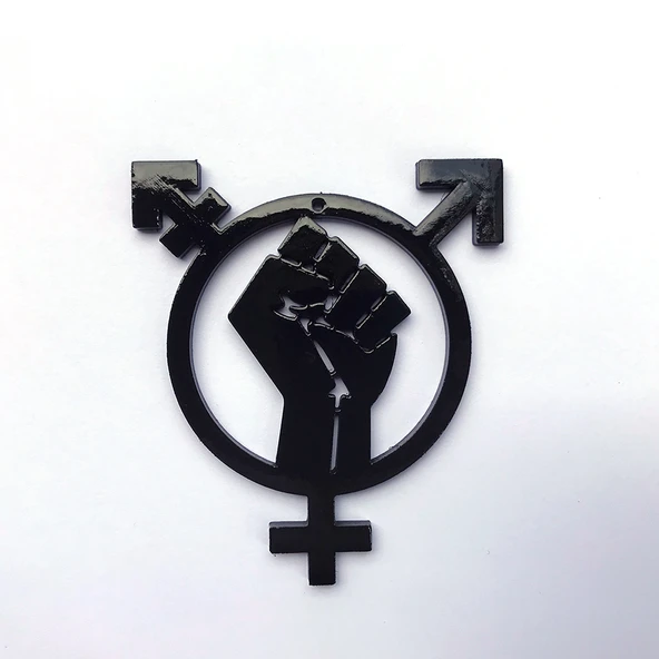 Byr Siyah Transseksüel Gurur Yükseltilmiş Yumruk Kolye (Sadece Plastik Aparattır!!!) 3D ürün görseli 1