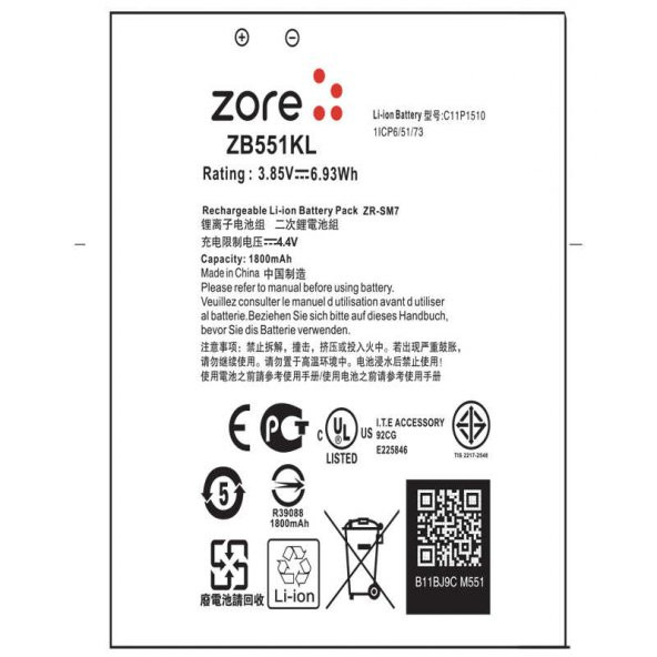 Asus Zenfone Go ZB551KL  A Kalite Uyumlu Batarya