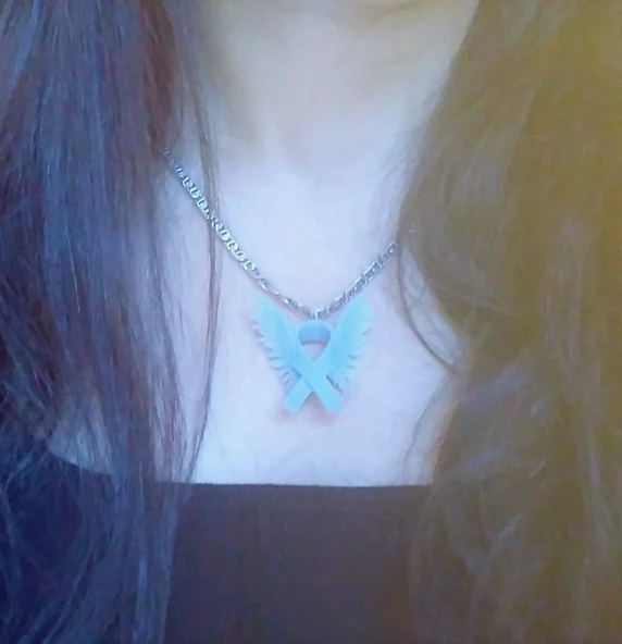 Byr Kadın istismarını durdurmak için kolye, eser, pim ve anahtar zinciri (kahraman kurdele) (Sadece Plastik Aparattır!!!) 3D - 1
