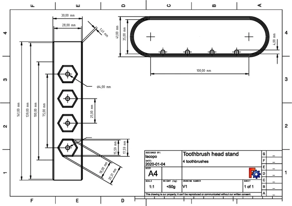 Byr Diş Fırçası Kafa Standı - 4 Diş Fırçası (Sadece Plastik Aparattır!!!) 3D - 2