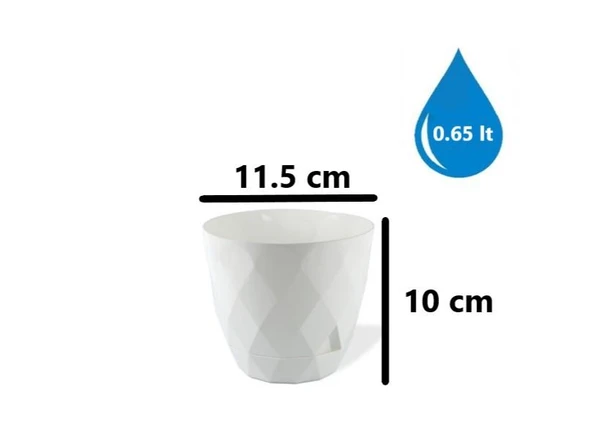 Omnipazar KRS-451 Yakamoz Tabaklı Plastik Saksı Takımı 0.65 lt Beyaz 6 Adet - Resim 2