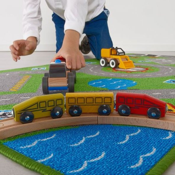 Çocuk Oda Halısı 75x133 cm Alan: 0.99 m² Yıkanır Yeşil Renk Desenli Halı - 4
