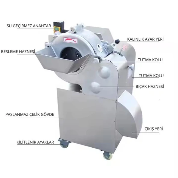 Dalle JQ-100 Endüstriyel Elektrikli Multi Fonksiyonlu Meyve Sebze Dilimleme Makinası 600 Kg/Saat - 2