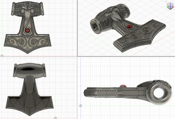 Byr Thor's Hammer - Mjolnir - Kolye (Sadece Plastik Aparattır!!!) 3D - 3