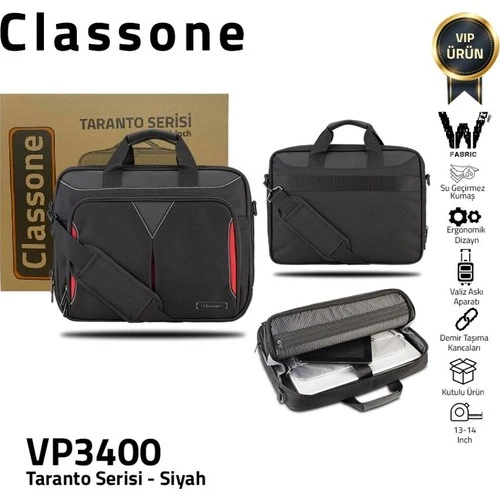 Classone Taranto VP3400 14"su Geçirmez Kumaş , Laptop Çanta - 2