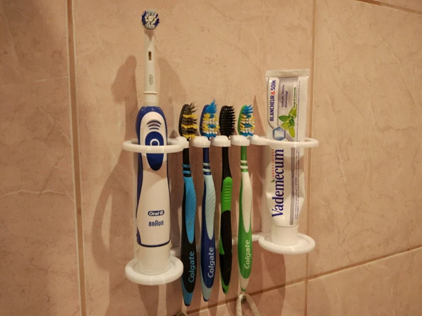 Byr Diş fırçaları ve macun için bir duvardaki tutucu. (Sadece Plastik Aparattır!!!) 3D - 2
