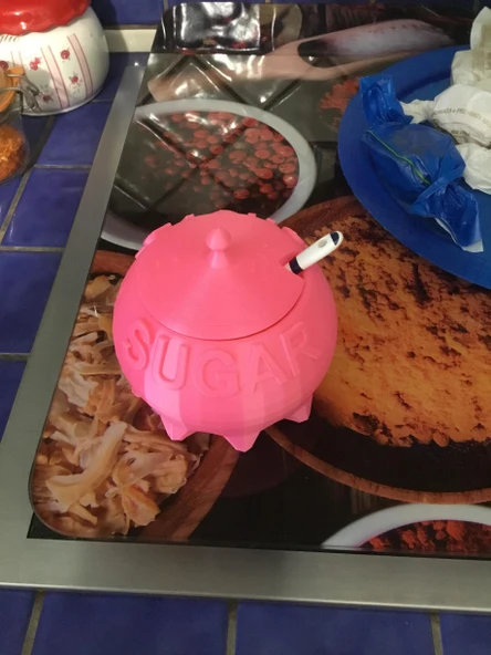 Byr Kaşık deliği ile şeker kasesi (Sadece Plastik Aparattır!!!) 3D - 2