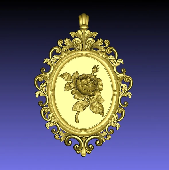 Byr Rose Cameo Kolye ve Broş (artı boş çerçeve-petrol varyasyonu) (Sadece Plastik Aparattır!!!) 3D