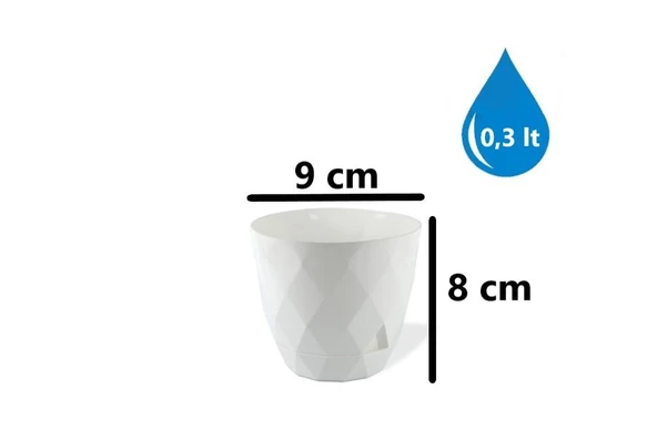 Omnipazar KRS-450 Yakamoz Tabaklı Plastik Saksı Takımı 0.3 lt Beyaz 6 Adet - 2