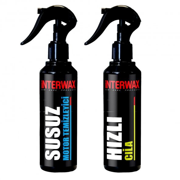 INTERWAX 2Lİ OTO BAKIM ve TEMİZLİK SETİ SUSUZ MOTOR TEMİZLEYİCİ 230 ml + HIZLI CİLA 230 ml