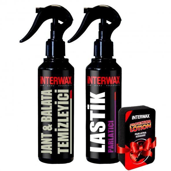 INTERWAX 2Lİ OTO BAKIM ve TEMİZLİK SETİ JANT TEMİZLEYİCİ + LASTİK PARLATICI + UYGULAMA SÜNGERİ