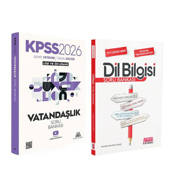 Marsis Yayınları 2026 KPSS Vatandaşlık ve AKM Dil Bilgisi Soru Bankası Seti 2 Kitap