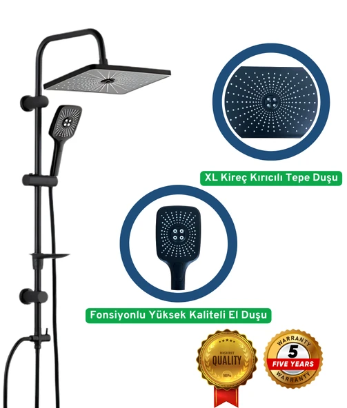 Drom Vann Kolonlu Siyah Tepe Duş Seti 5 Yıl Garantili ürün görseli