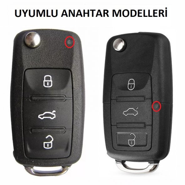Skoda 3 Buton Sustalı Anahtar Kabı, Anahtar Kılıfı - 2