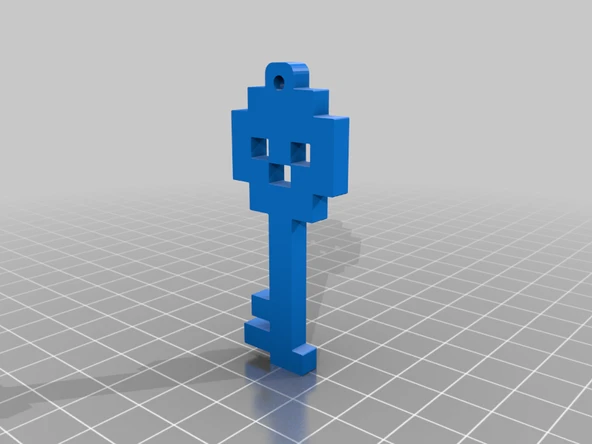 Byr 8 bit tarzı Kafatası Anahtarı (Yüzük) (Sadece Plastik Aparattır!!!) 3D - 3