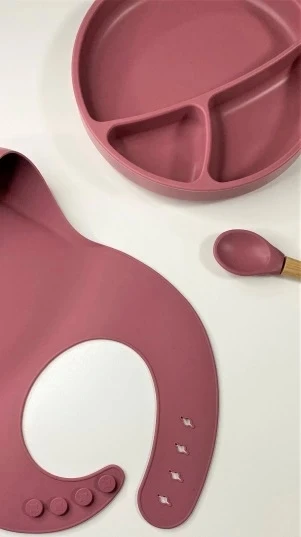 Oioi Blw Iı Silikon Beslenme Seti 3'lü (tabaklı) Velvet Rose - Resim 4