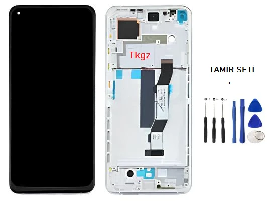 Tkgz - Xiaomi Mİ 10T Uyumlu Lcd Ekran Dokunmatik SERVİCE - PACK - GÜMÜŞ FULL ÇITALI + Montaj Seti - Resim 2