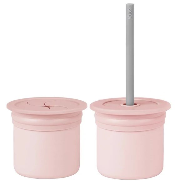 Oioi Ham+hüp Pipetli Silikon Bardak Seti Pinky Pink / Powder Grey