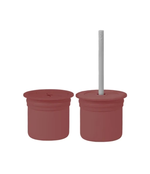 Oioi Ham+hüp Pipetli Silikon Bardak Seti Velvet Rose / Powder Grey