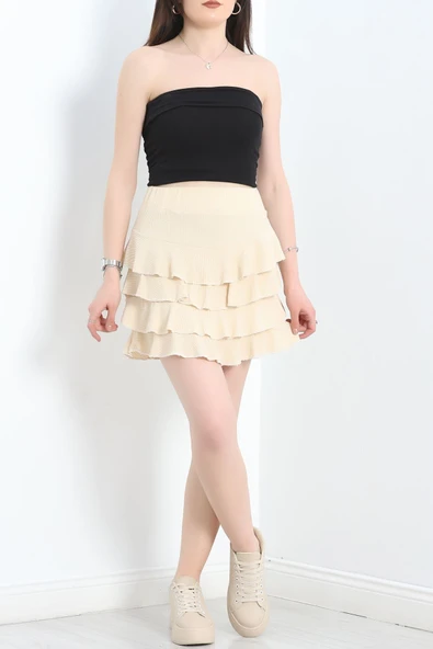 Kat Kat Bürümcük Mini Etek Bej - 2