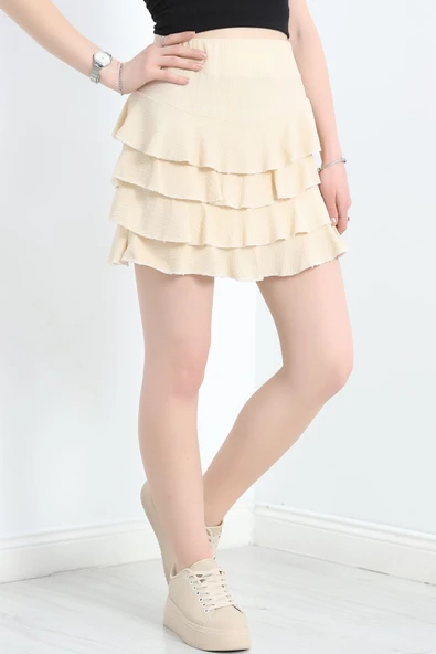 Kat Kat Bürümcük Mini Etek Bej - 5
