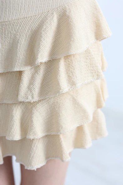 Kat Kat Bürümcük Mini Etek Bej - 8