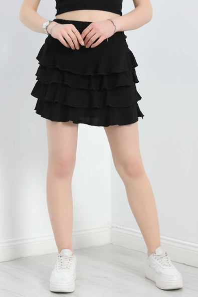 Kat Kat Bürümcük Mini Etek Siyah - 3