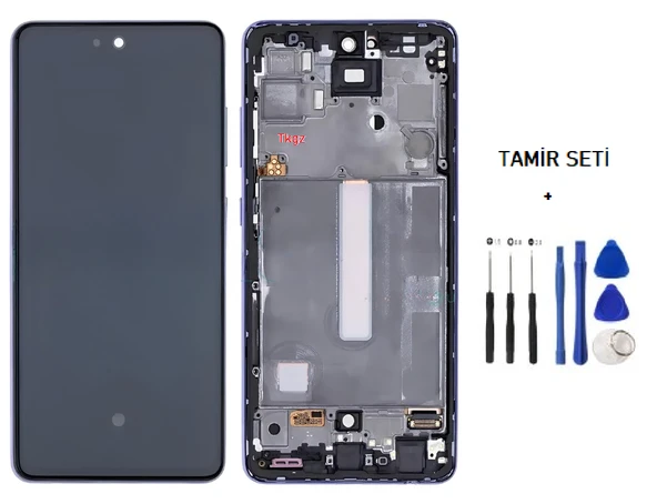 Tkgz - Samsung Galaxy A52 - SM-A525 Uyumlu Lcd Ekran Dokunmatik SERVİCE - PACK - FULL ÇITALI MOR + Montaj Seti - 2