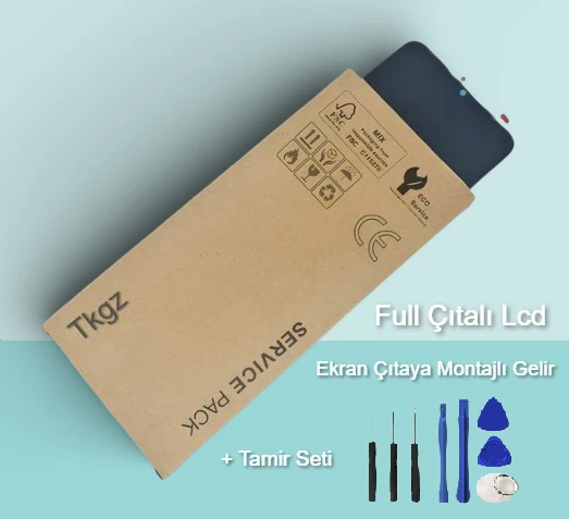 Tkgz - Xiaomi Redmi NOTE 8 Uyumlu Lcd Ekran Dokunmatik SERVİCE - PACK - FULL ÇITALI MAVİ + Montaj Seti