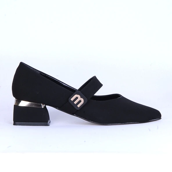 Moda Ayakkabı 169 Siyah Süet Kadın 5Cm Topuklu Ayakkabı - 2