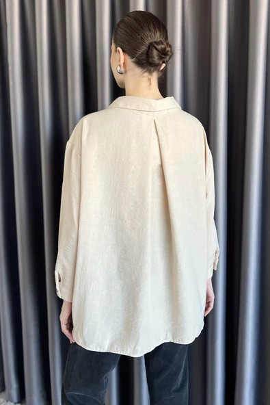 Taş Kadın Nakışlı Oversize Gömlek - 3