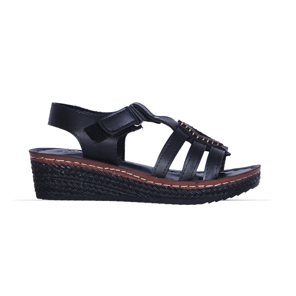 Moda Ayakkabı 184 Polero Dolgu Topuk Kadın Yazlık Sandalet - 5