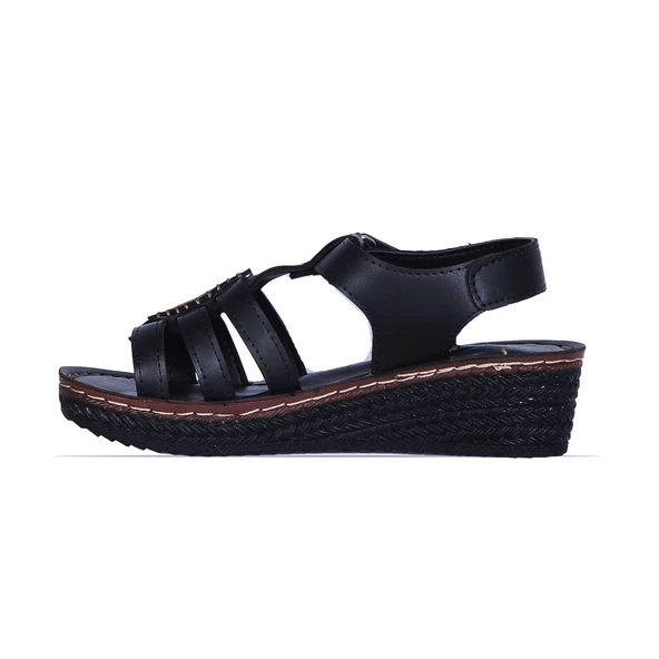 Moda Ayakkabı 184 Polero Dolgu Topuk Kadın Yazlık Sandalet - 6